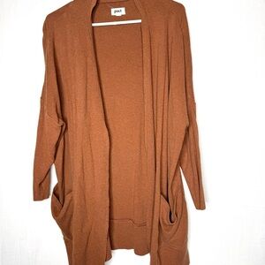 Pact Womens Brown‎ Open Front Longline Cardigan Organic Cotton Relaxed Travel